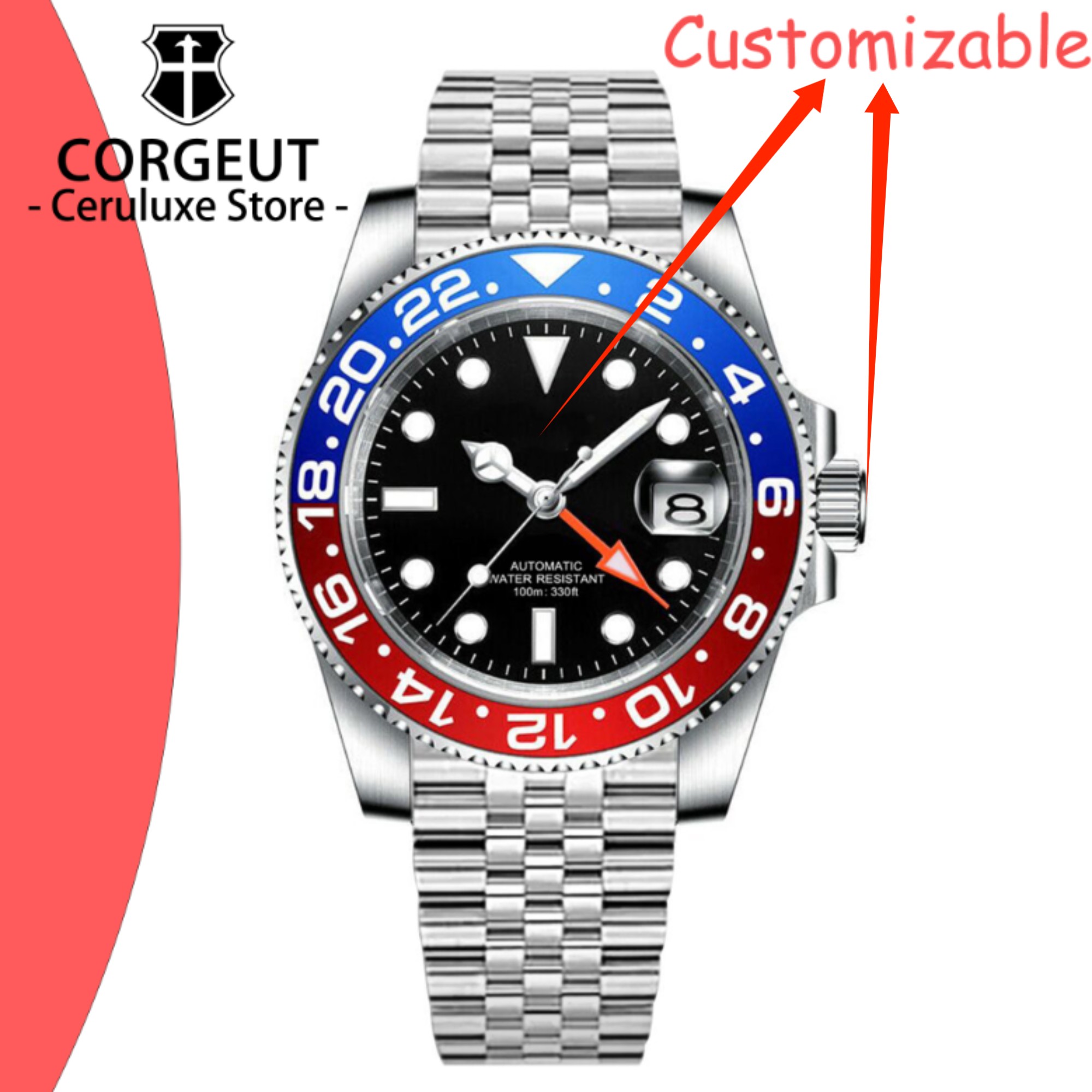 Luxury Watch Brands Logo - CUSTOM Logo 40mm 515 GMT Quartz