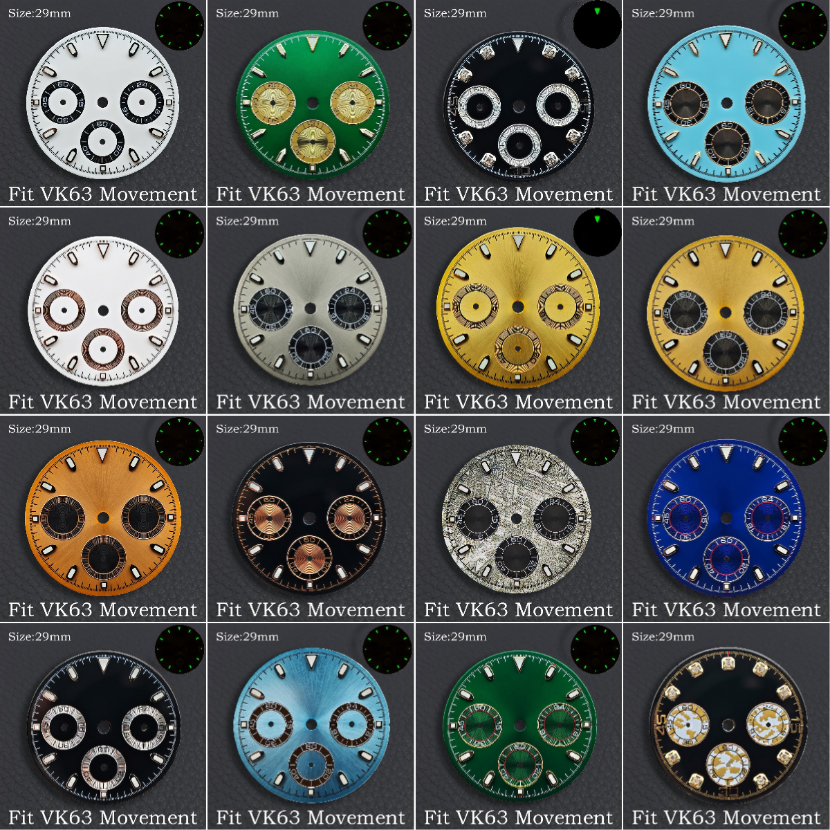 Luxury Watch With Green Dial - VK63 29mm Dial Watch Hands Green