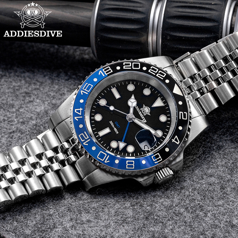 Luxury Watch La - ADDIESDIVE AD2050 Luxury GMT Watch Stainless
