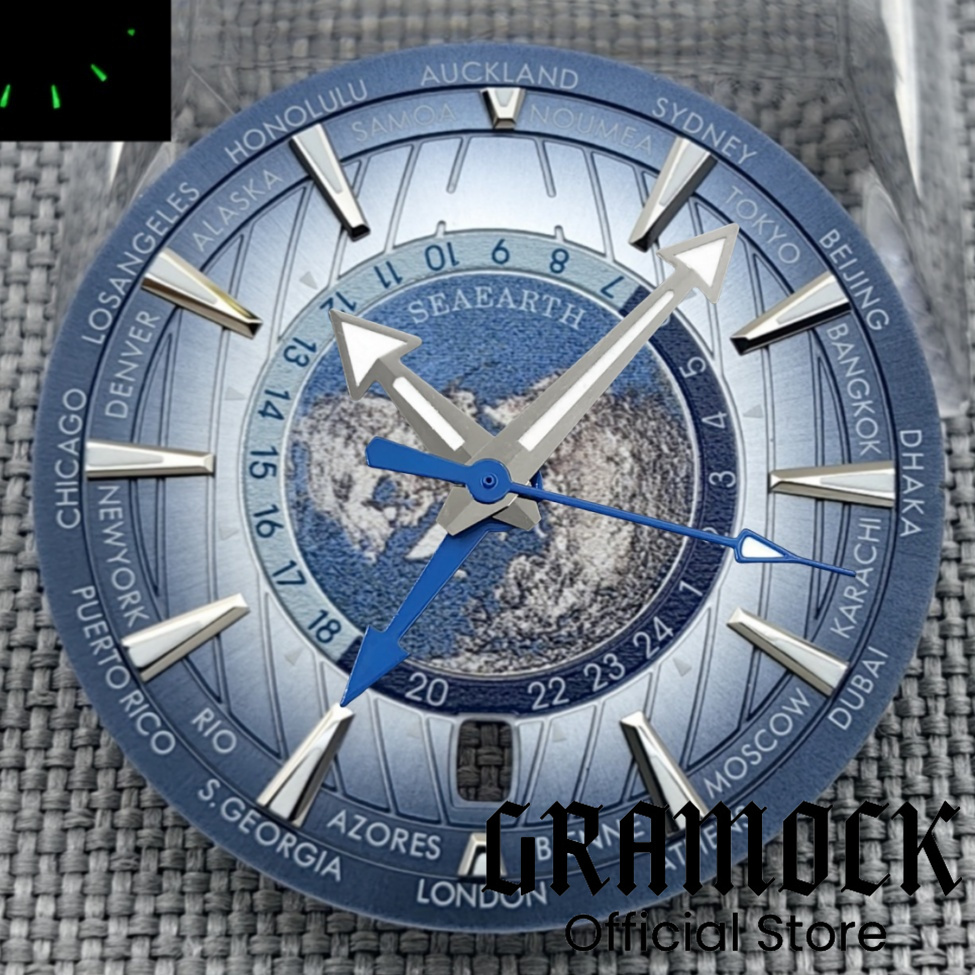 Luxury Watch With Green Dial - 33.5mm Universal Time Blue Green Black