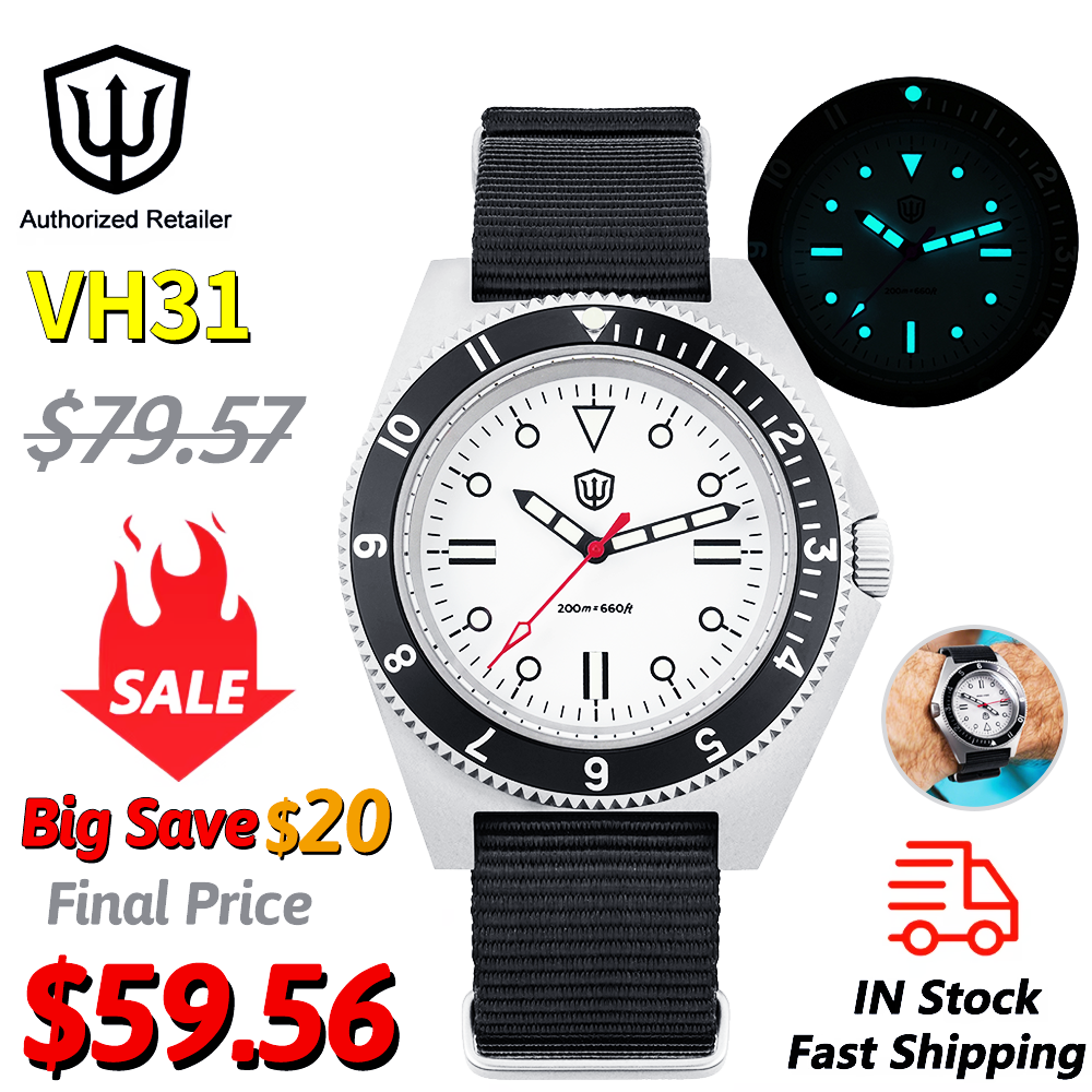 Field Watch Military - Watchdives WD1972 Quartz Watch VH31 Sweep
