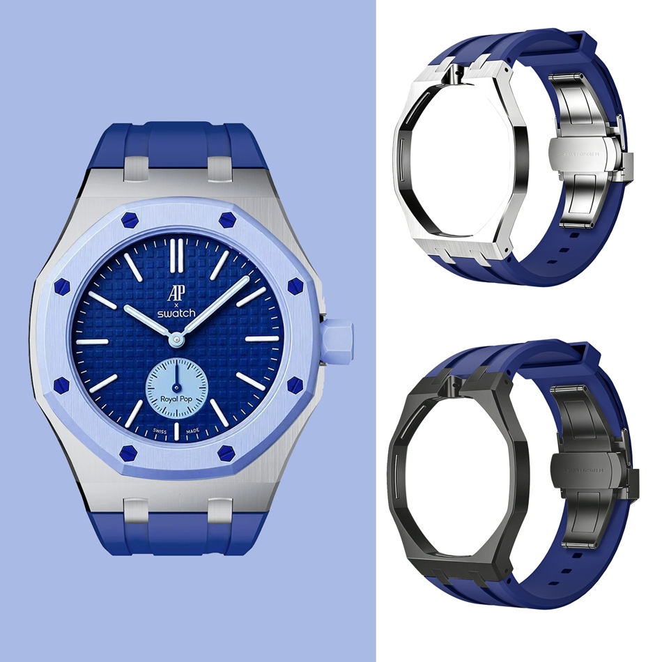 Luxury Watch Ap - One-Piece Stainless Steel Case Silicone Rubber