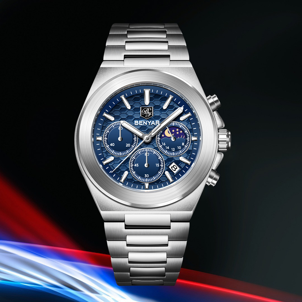 Luxury Watch German - 2025 New BENYAR Moon Phase Men's