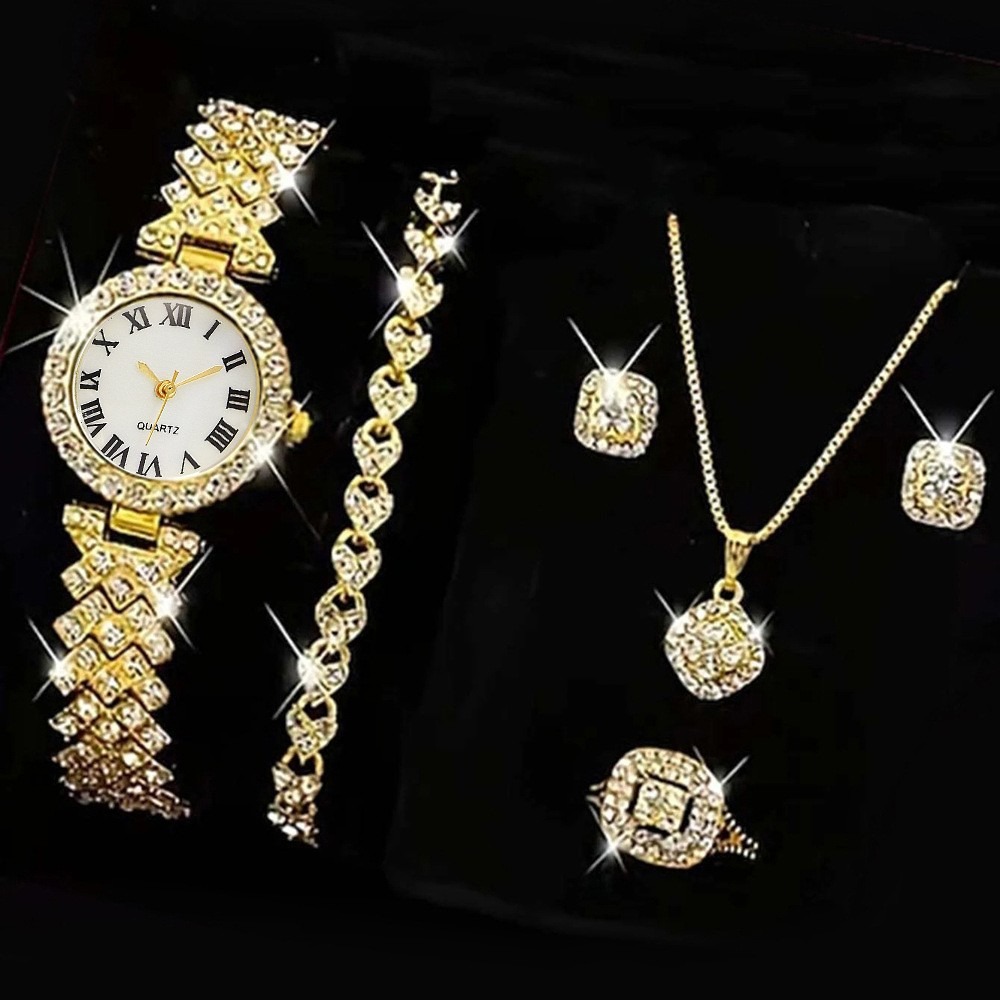 6PCS/Set Luxury Rhinestone Wom - مراجعة Luxury Watch Girl وسعره