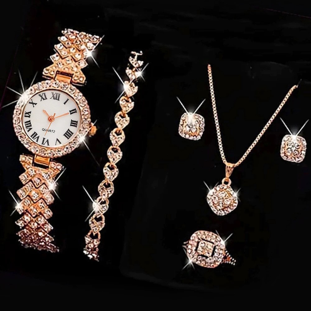 6PCS/Set Luxury Rhinestone Wom - مراجعة Luxury Watch Girl وسعره