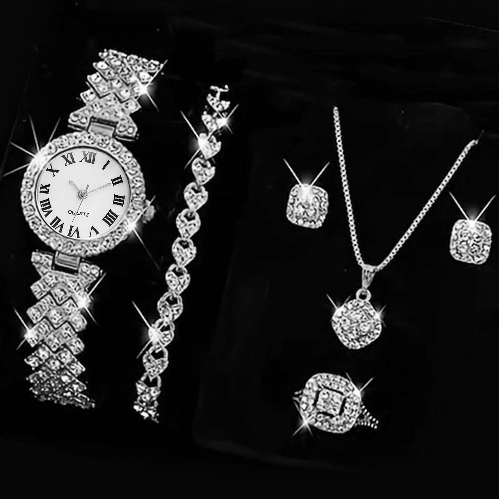 6PCS/Set Luxury Rhinestone Wom - مراجعة Luxury Watch Girl وسعره