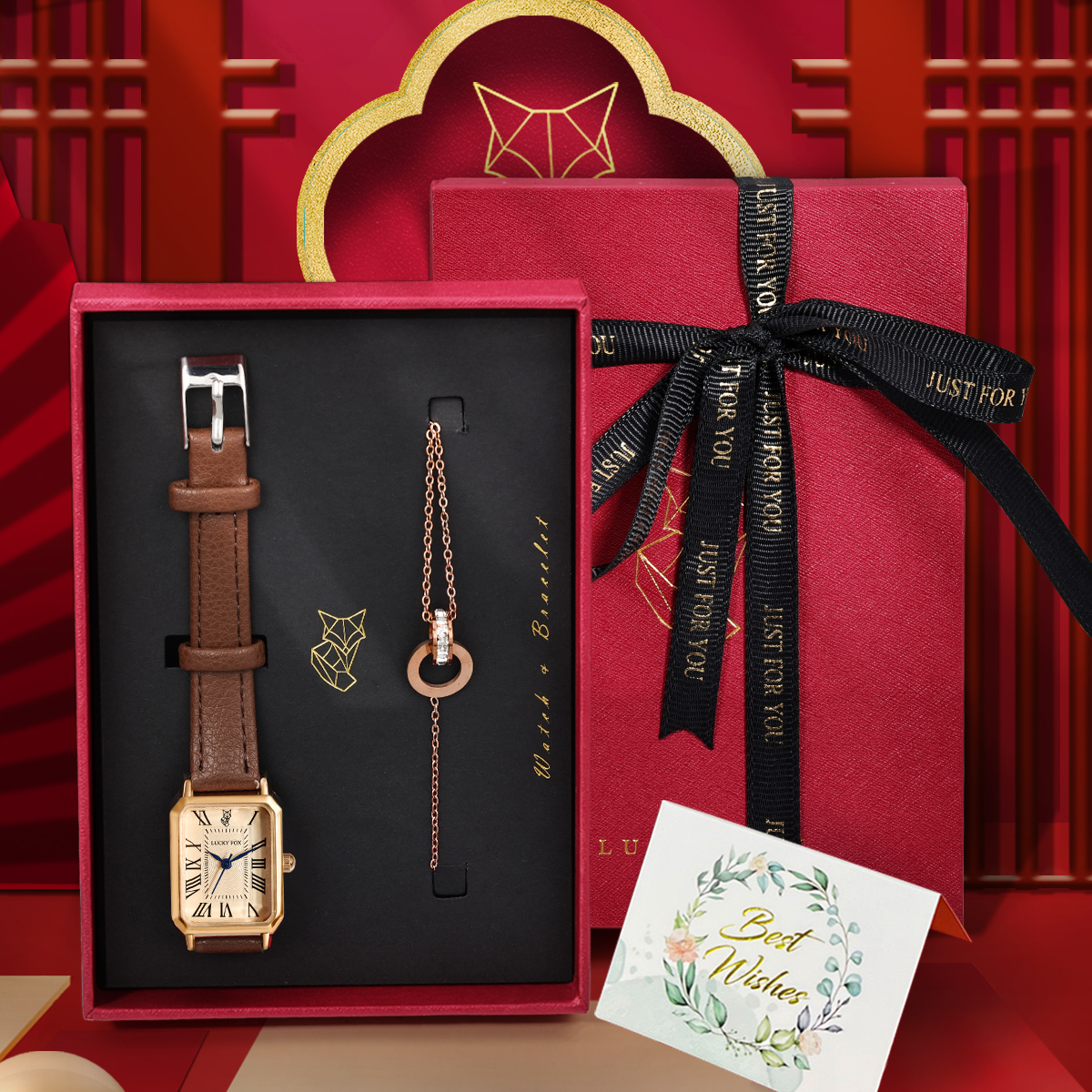 LUCKY FOX 2PCS Light Luxury Gi - مراجعة Luxury Watch Square وسعره