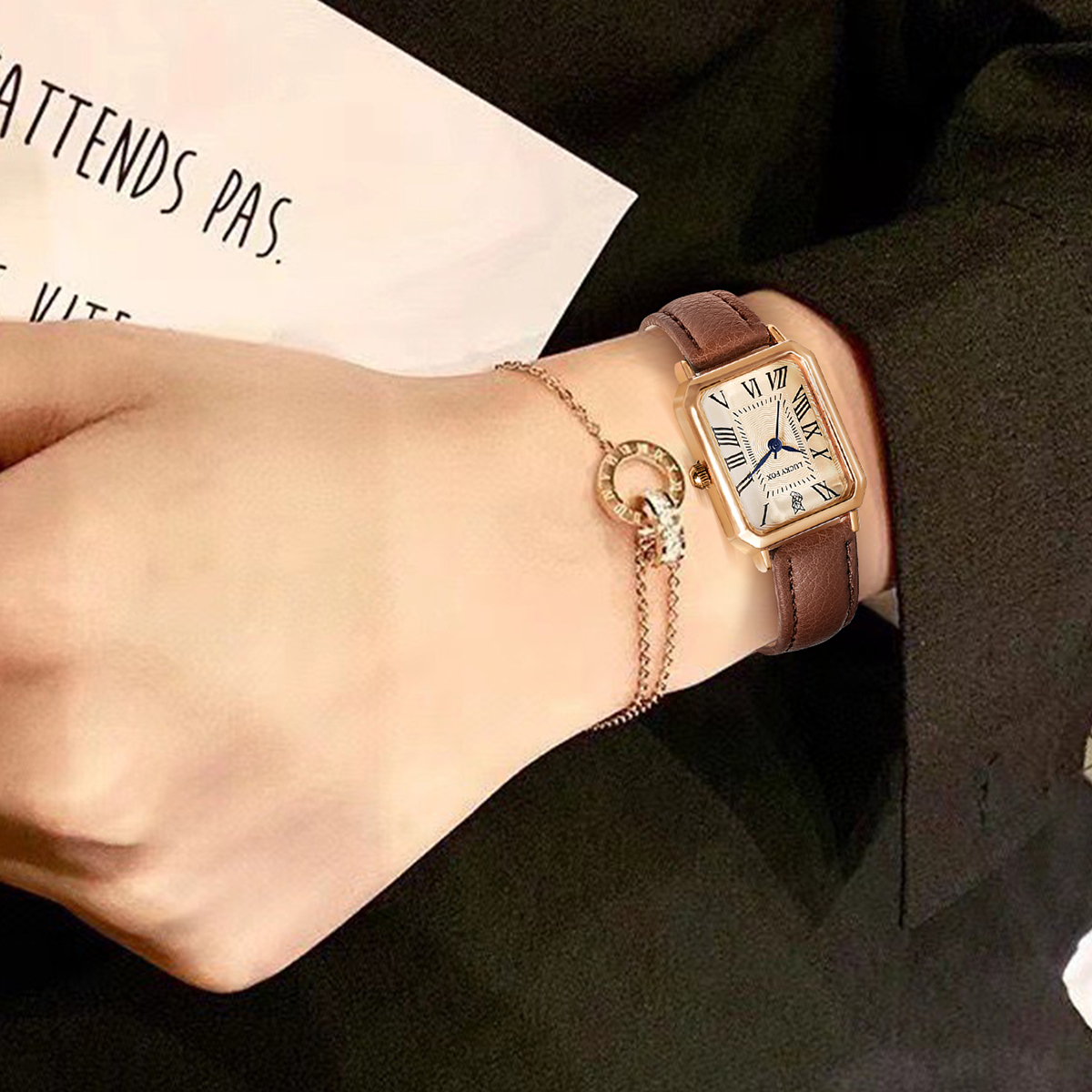 LUCKY FOX 2PCS Light Luxury Gi - مراجعة Luxury Watch Square وسعره