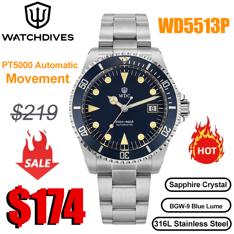 Watchdives WD5513P Men Dive Wa - مراجعة Luxury Watch Ap وسعره