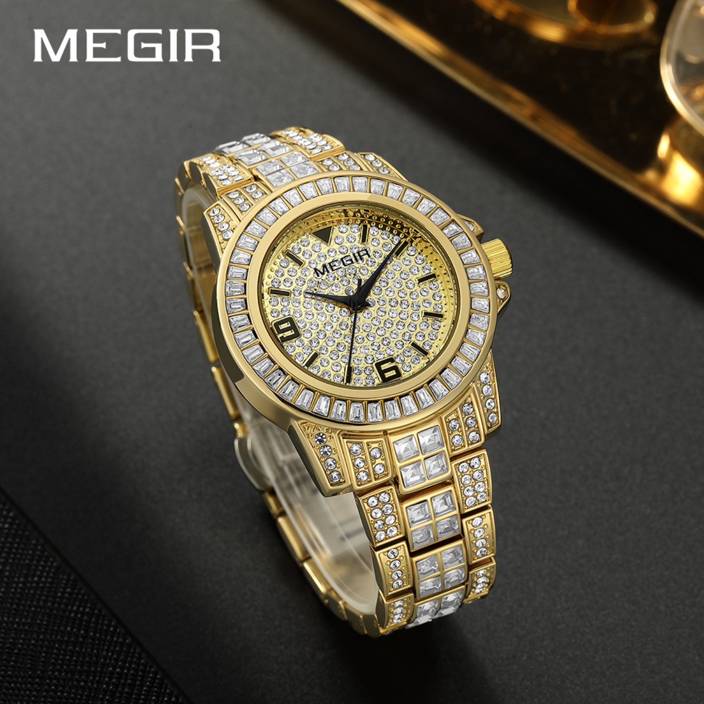 MEGIR Luxury Diamond Watches U - مراجعة Luxury Watch And Bracelet وسعره