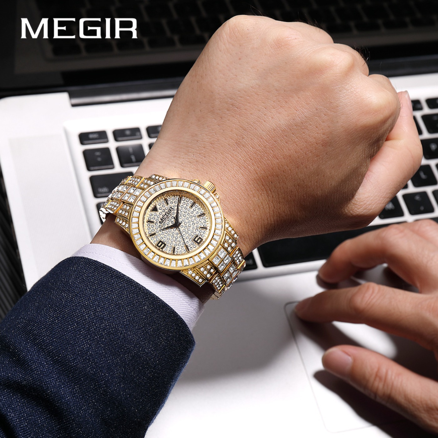 MEGIR Luxury Diamond Watches U - مراجعة Luxury Watch And Bracelet وسعره