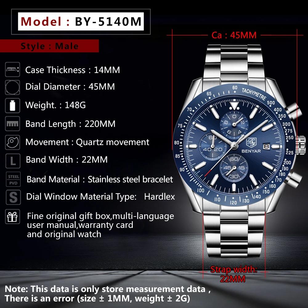 Men Watch BENYAR Top Brand Lux - مراجعة Luxury Watch German وسعره