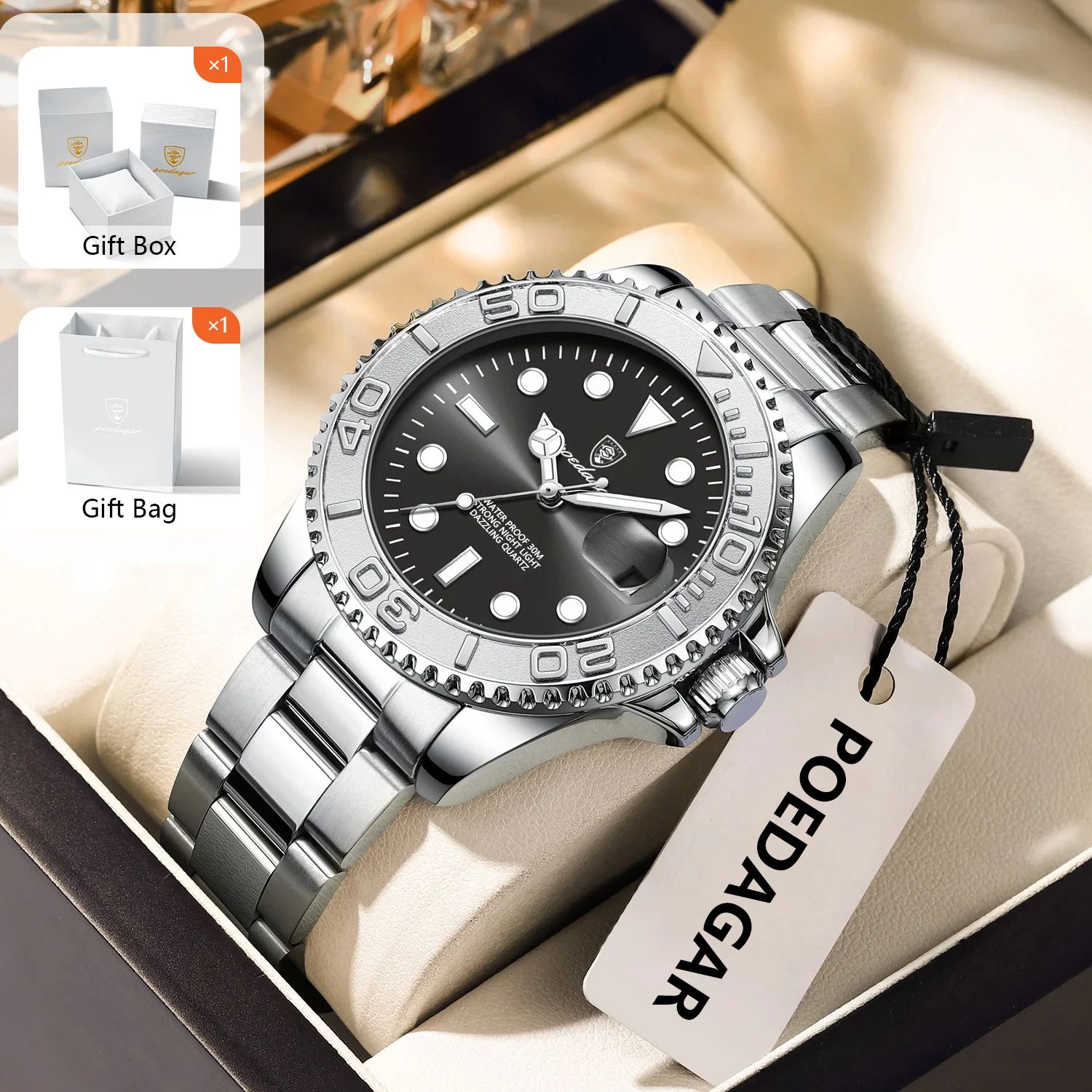 POEDAGAR Trendy Sport Man Watc - مراجعة Luxury Watch And Bracelet وسعره
