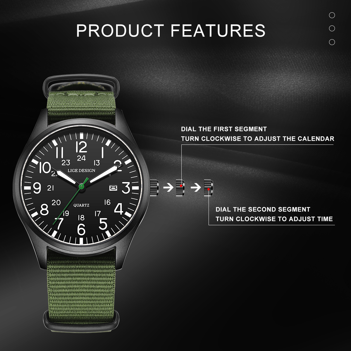 LIGE Top Brand Luxury Men Quar - مراجعة Field Watch Military وسعره