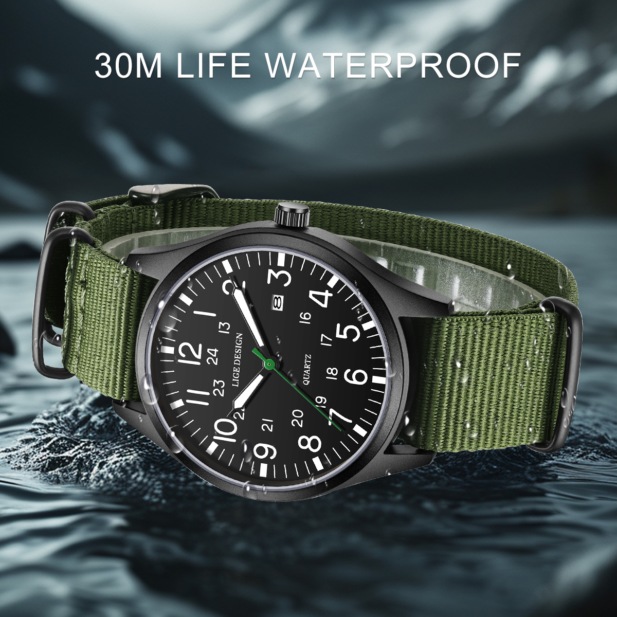 LIGE Top Brand Luxury Men Quar - مراجعة Field Watch Military وسعره