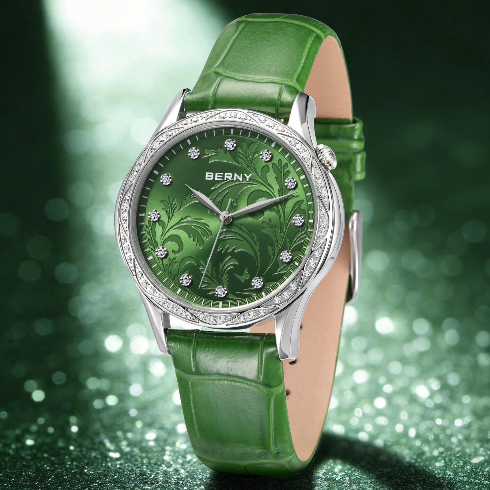 BERNY Women‘s Quartz Watch Gre - مراجعة Luxury Watch With Green Dial وسعره