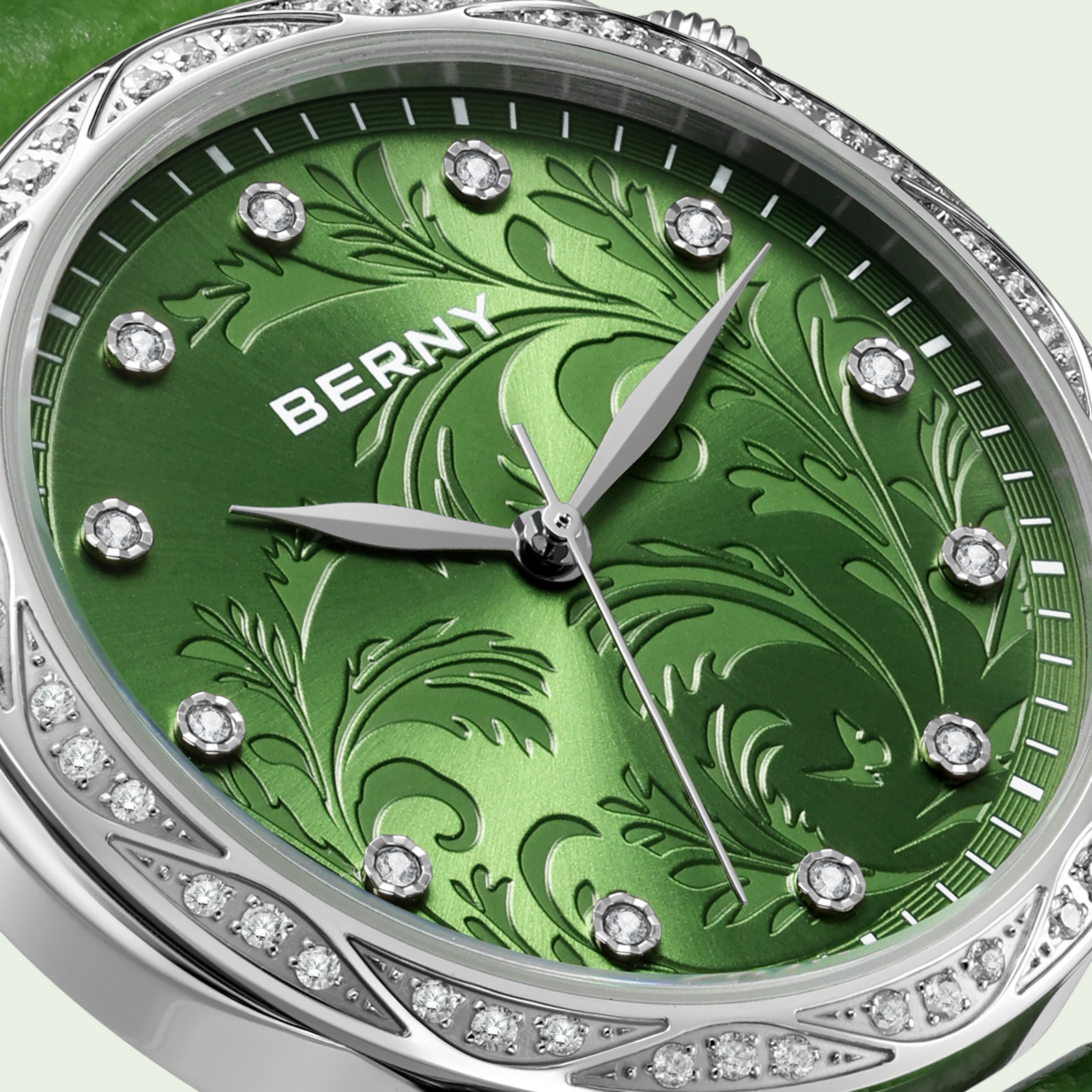 BERNY Women‘s Quartz Watch Gre - مراجعة Luxury Watch With Green Dial وسعره