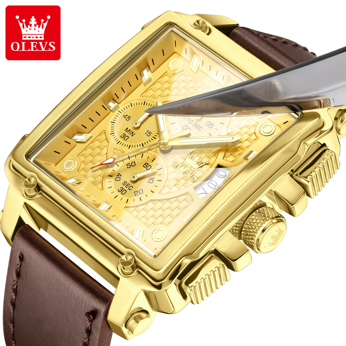 OLEVS brand mens watches water - مراجعة Luxury Watch Square وسعره