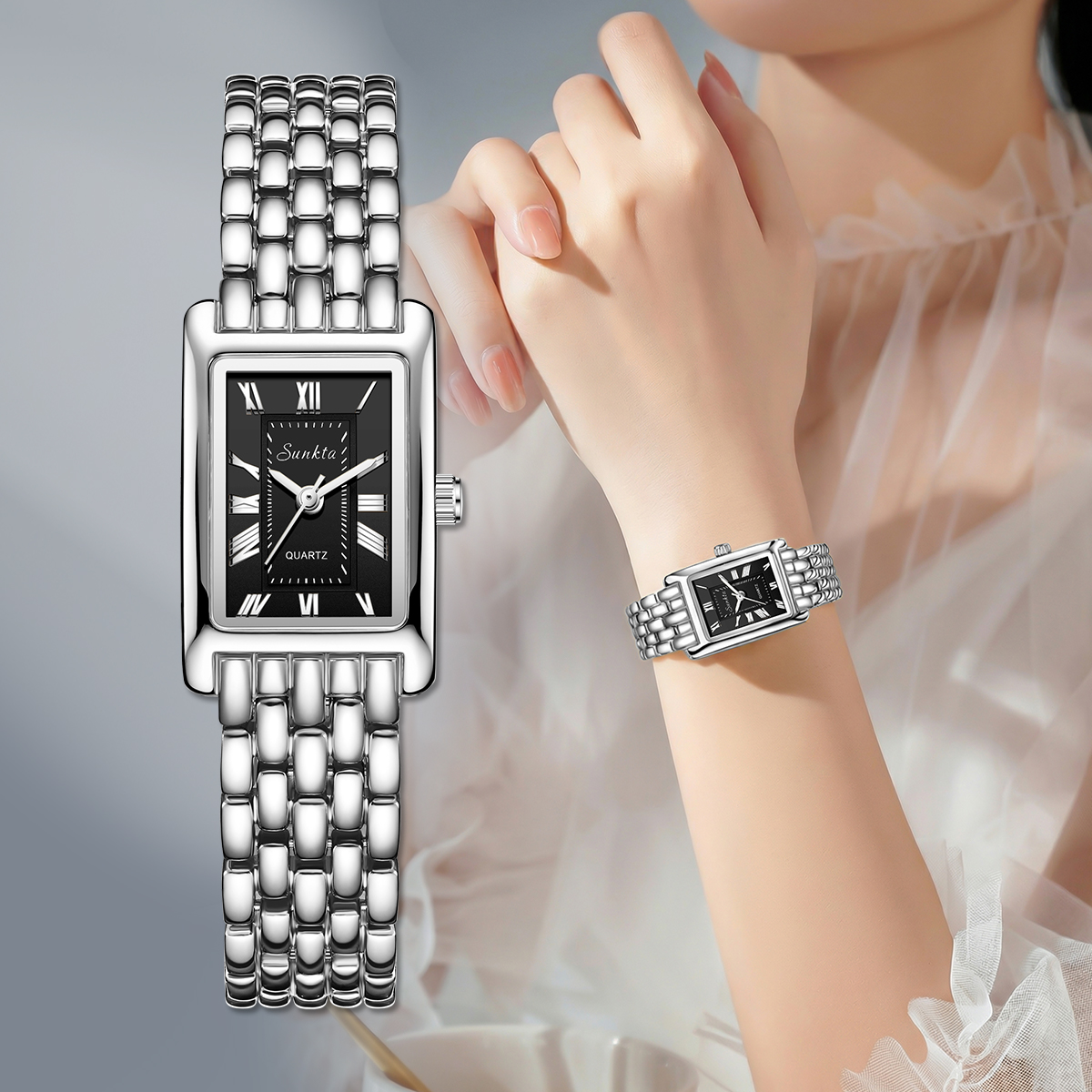 SUNKTA New Luxury Women Watche - مراجعة Luxury Watch Square وسعره
