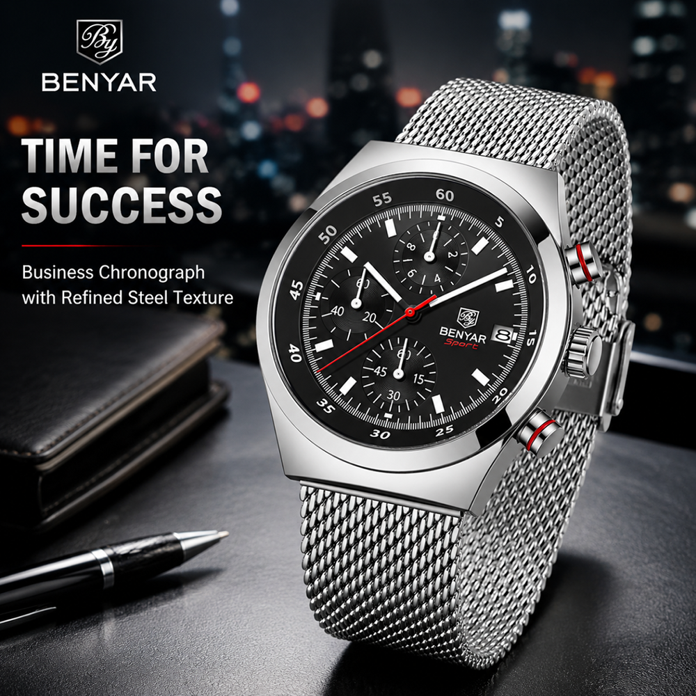 BENYAR Top Luxury Brand Men's  - مراجعة Luxury Watch And Bracelet وسعره