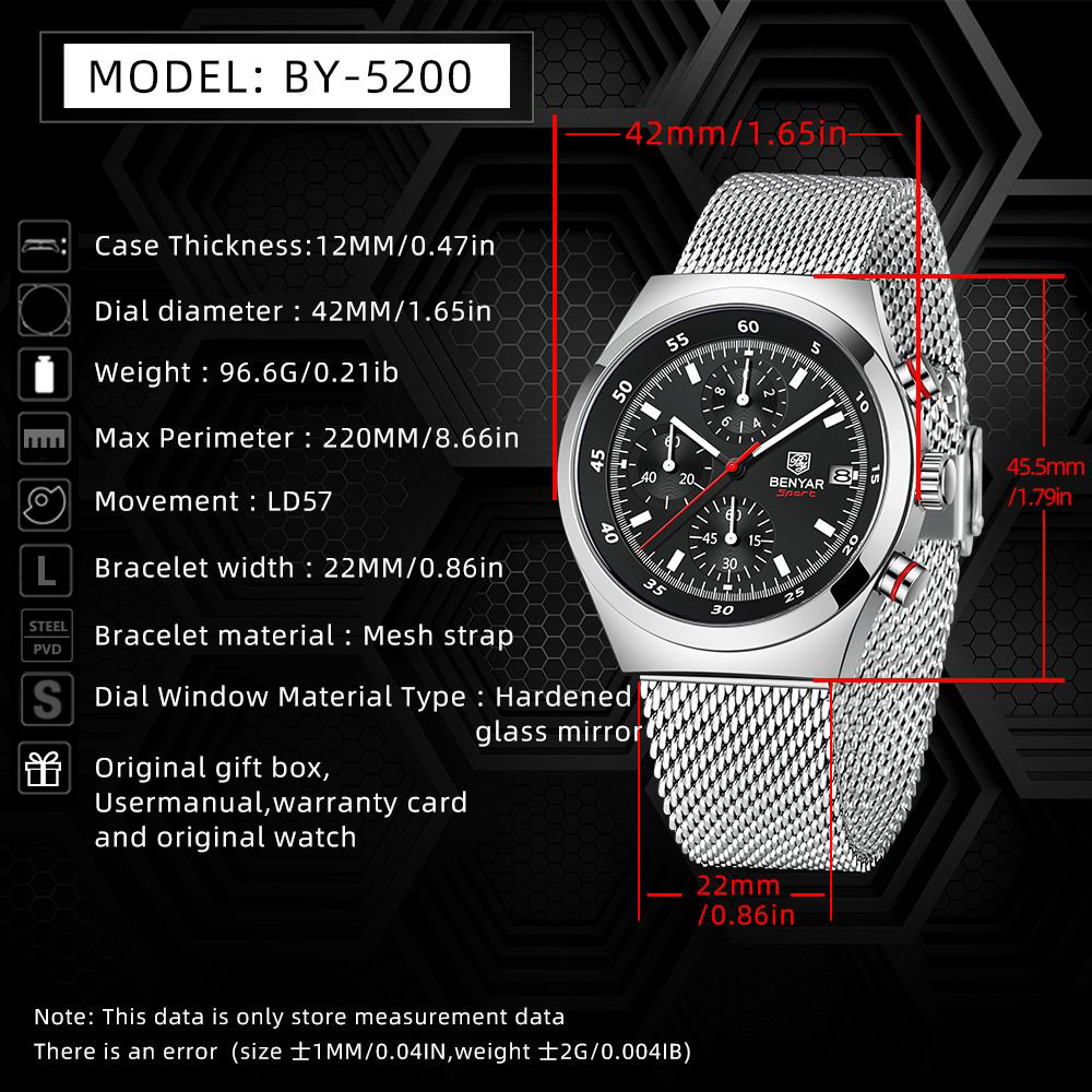 BENYAR Top Luxury Brand Men's  - مراجعة Luxury Watch And Bracelet وسعره